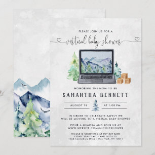 Mountain Laptop   Virtuelle Babyparty Einladung