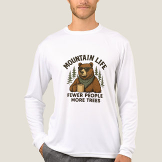 Mountain Life, Fewer People More Trees Coffee Bear Tri-Blend Shirt