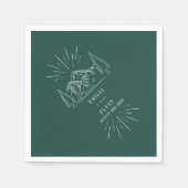 Mountain Line Art Emerald Wedding Napkins Serviette (Vorderseite)