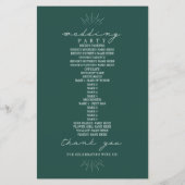 Mountain Line Art Emerald Wedding Programm (Rückseite)