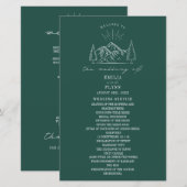 Mountain Line Art Emerald Wedding Programm (Vorne/Hinten)
