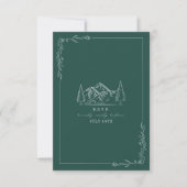 Mountain Line Art Emerald Wedding RSVP Card (Vorderseite)