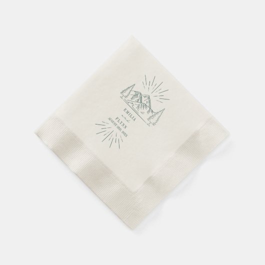 Mountain Line Art Emerald Wedding Serviette (Ecke)
