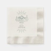 Mountain Line Art Emerald Wedding Serviette (Vorderseite)