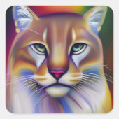 Mountain Lion Art Quadratischer Aufkleber (Vorderseite)