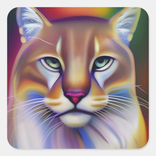 Mountain Lion Art Quadratischer Aufkleber (Vorderseite)