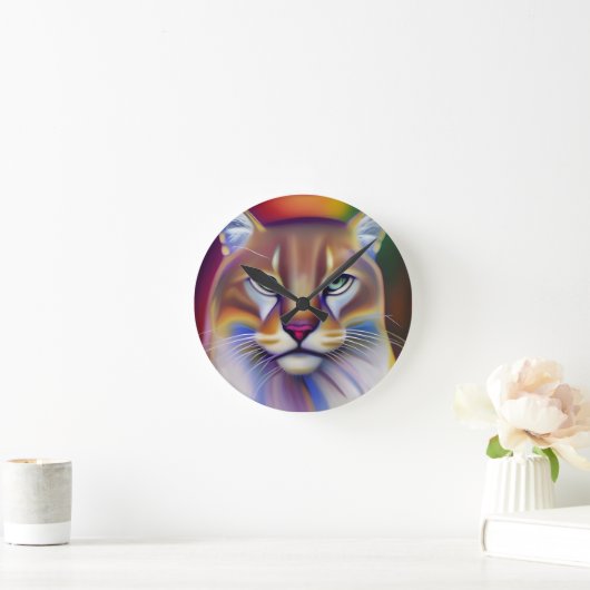 Mountain Lion Art Runde Wanduhr (Zuhause)
