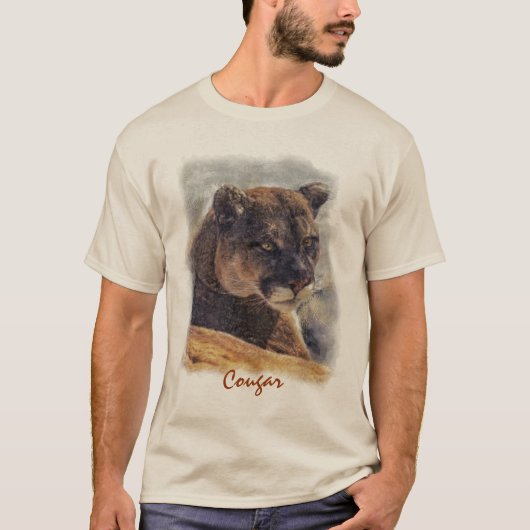 Mountain Lion, Big Cat Cougar Portrait auf TShirt (Vorderseite)