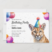Mountain Lion Cougar Puma Animal Birthday Party Einladung (Vorderseite)