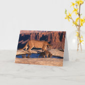 Mountain Lion & Cubs Greeting Card Karte (Gelbe Blume)