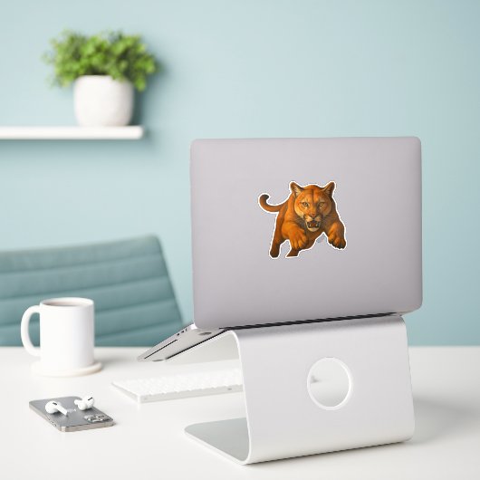 Mountain Lion Cut-out sticker (Laptop auf Schreibtisch)