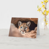 Mountain Lion Grußkarte Karte (Gelbe Blume)