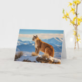Mountain Lion Grußkarte Karte (Gelbe Blume)