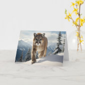 Mountain Lion Grußkarte Karte (Gelbe Blume)