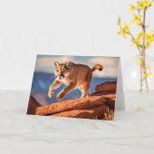 Mountain Lion Grußkarte Karte (Gelbe Blume)