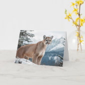 Mountain Lion Grußkarte Karte (Gelbe Blume)