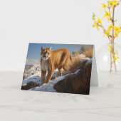 Mountain Lion Grußkarte Karte (Gelbe Blume)