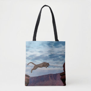 Mountain Lion Jumping Morning Skyjump,lion,animal, Tasche