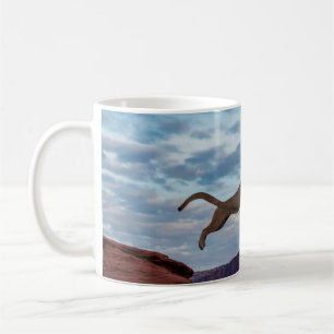 Mountain Lion Jumping Morning Skysprung, Löwe, Tie Kaffeetasse
