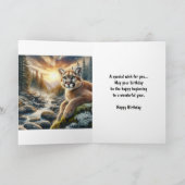 Mountain Lion Lying on Cliff Birthday Karte (Innenseite)