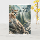 Mountain Lion Lying on Cliff Men's Birthday Card Karte (Gelbe Blume)