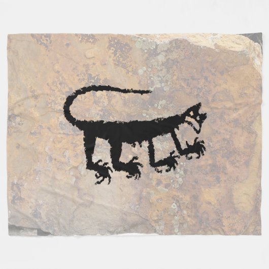 Mountain Lion Petroglyph Fleecedecke (Vorderseite (Horizontal))