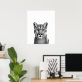 Mountain Lion Puma Big Cat Schwarz-weiß Poster (Heimbüro)