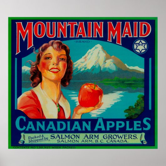 Mountain Maid Apple LabelKanada Poster (Vorne)