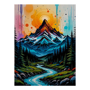 Mountain Majesty: Nature-Inspirred Graffit Poster