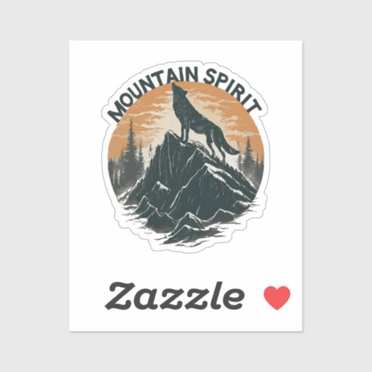 Mountain Majesty Wolf Howling auf dem Gipfel Aufkleber (Blatt)