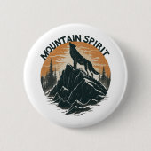 Mountain Majesty Wolf Howling auf dem Gipfel Button (Vorderseite)