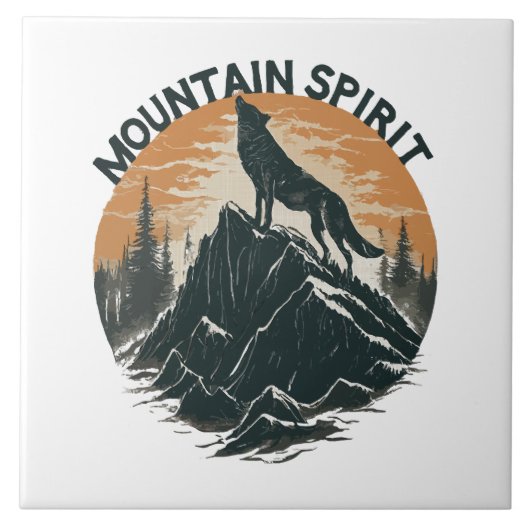 Mountain Majesty Wolf Howling auf dem Gipfel Fliese (Vorderseite)