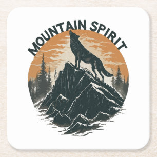 Mountain Majesty Wolf Howling auf dem Gipfel Rechteckiger Pappuntersetzer