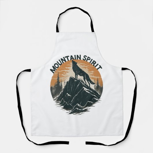Mountain Majesty Wolf Howling auf dem Gipfel Schürze (Vorderseite)