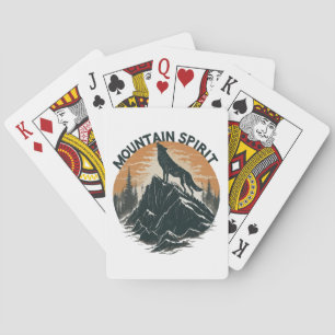 Mountain Majesty Wolf Howling auf dem Gipfel Spielkarten