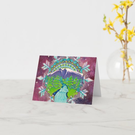 Mountain Mandala Karte (Gelbe Blume)