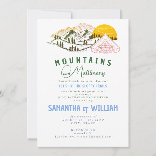 Mountain Matrimony Sloppy Trail Joint Bach Weekend Einladung (Vorderseite)