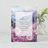 Mountain Mauve Floral Wedding Einladung (Stehend Vorderseite)