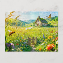 Mountain Meadow Cottage with Flowers, Gate and But