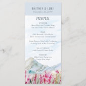 Mountain Meadow Watercolor Dusty Blue Wedding Menükarte (Vorderseite)