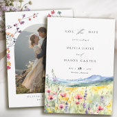 Mountain Meadow Wildflowers Modern Boho Wedding Save The Date