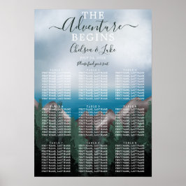 Mountain Meets Ocean Wedding Seating Chart Poster