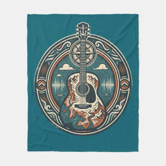 Mountain Melody Akustikgitarren-Crest-Fleece-Decke Fleecedecke (Vorderseite)