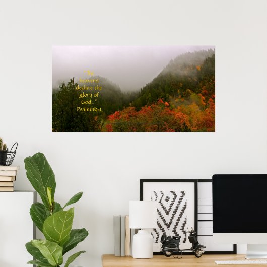 Mountain Mist Print w/Scripture Verse Poster (Heimbüro)
