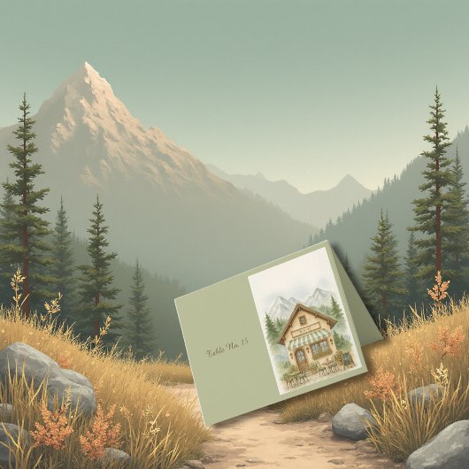 Mountain Monogram Wedding Destination Tischnummer