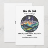 Mountain Moon Star Save the Date Außenbereich Einladung (Vorne/Hinten)