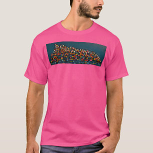 Mountain Mosaic Dark Blue Baseball Sleeve T-Shirt