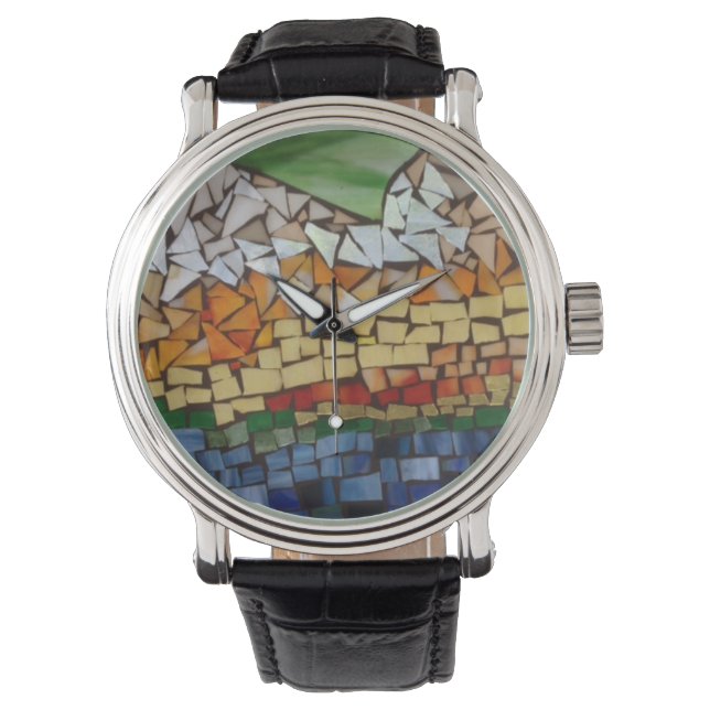Mountain Mosaic Watch von Willowcatdesigns Armbanduhr (Vorderseite)