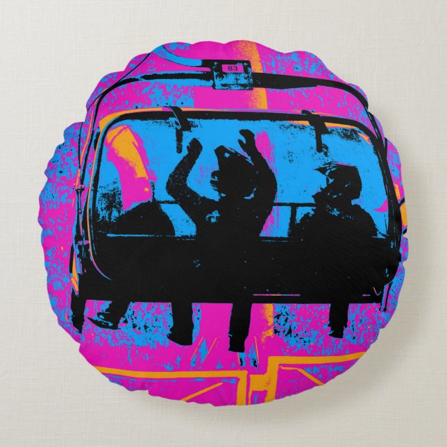 Mountain - Mountainbike fahren Rundes Kissen (Vorderseite)