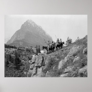 Mountain & Native America Horseback auf Cliff Poster